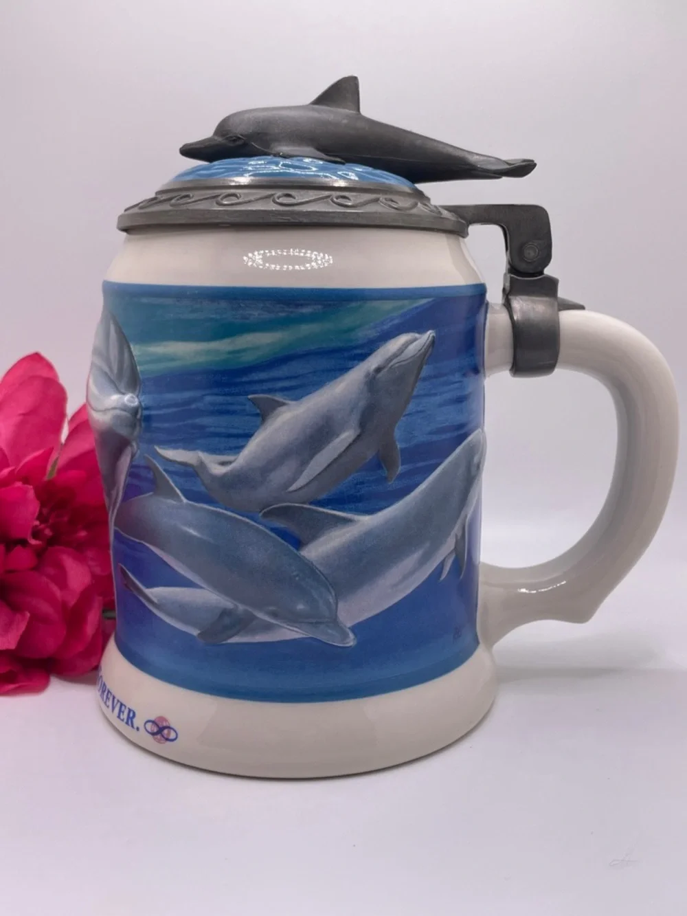 1995 Anheuser-Busch Marine Conserv. Series "Extinction is Forever” Dolphin Stein - Picture 3 of 8